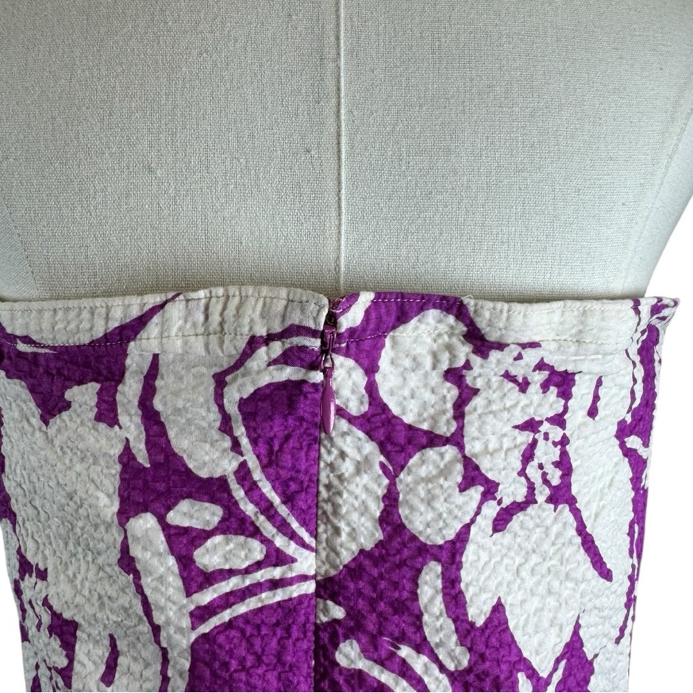 J.Crew Strapless Floral Matelassé Fit & Flare Dress - Purple & White Size 6 - Picture 8 of 10